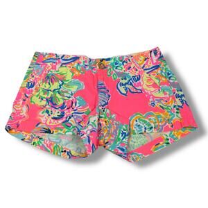 Lilly Pulitzer The Kerrie Shorts Women 00 Pink Tropical Cotton Coral Reef Island